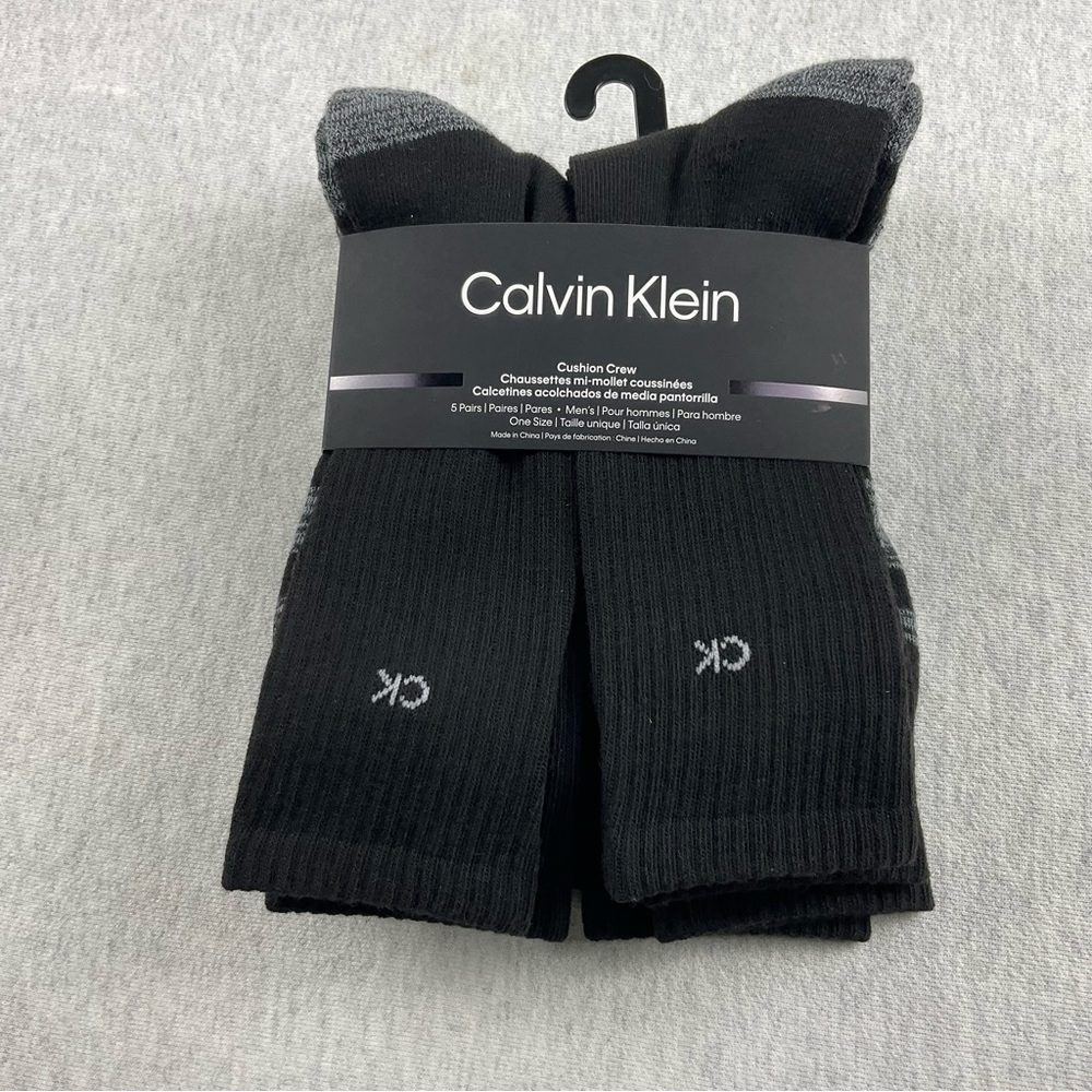 Calvin Klein Men’s Cushion Crew Socks 6 Pairs  7-12 Shoe Size Black and Gray